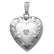 Sterling Silver Cremation   Hair Locket w  Diamond Center