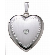 Sterling Silver Cremation   Hair Locket w  Diamond Center