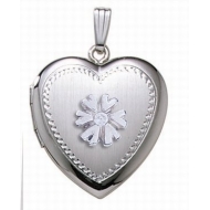 Sterling Silver Cremation   Hair Locket w  Diamond Center