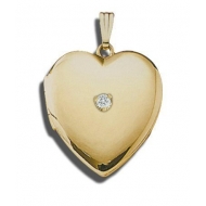 14K Yellow Gold Cremation   Hair Locket w  Diamond Center