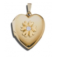 14K Yellow Gold Cremation   Hair Locket w  Diamond Center