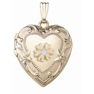 14K Yellow Gold Cremation   Hair Locket w  Diamond Center