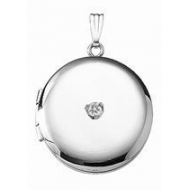 Sterling Silver Cremation   Hair Locket w  Diamond Center