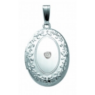 Sterling Silver Cremation   Hair Locket w  Diamond Center