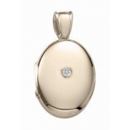 14K Yellow Gold Cremation   Hair Locket w  Diamond Center