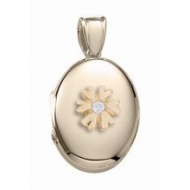 14K Yellow Gold Cremation   Hair Locket w  Diamond Center