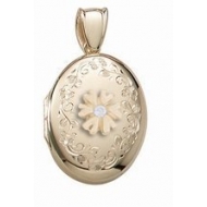 14K Yellow Gold Cremation   Hair Locket w  Diamond Center