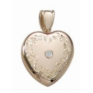 14K Yellow Gold Cremation   Hair Locket w  Diamond Center