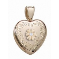 14K Yellow Gold Cremation   Hair Locket w  Diamond Center
