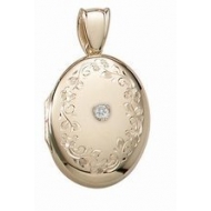 14K Yellow Gold Cremation   Hair Locket w  Diamond Center