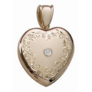 14K Yellow Gold Cremation   Hair Locket w  Diamond Center
