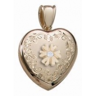 14K Yellow Gold Cremation   Hair Locket w  Diamond Center