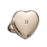 14k Yellow Gold Heart Locket Ring With Diamond