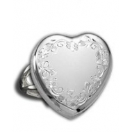 14k White Gold Heart Locket Ring