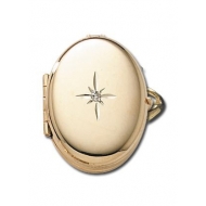 14k Yellow Gold Oval Locket Ring with Diamond