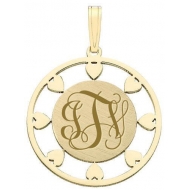Round  with Heart Border Monogram Pendant