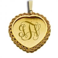Heart with Rope Frome Monogram Pendant