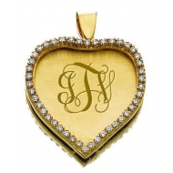 Large Heart Diamond Frame Monogram Pendant