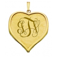Large Heart Bezel Frame Monogram Pendant