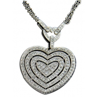 14K White Gold Heart Shape Diamond Locket