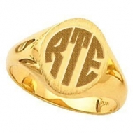 14K Gold Ladies Signet Monogrammed Ring