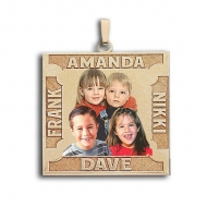 Square Photo Pendant w  4 Names Etched