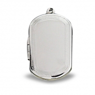 Sterling Silver  Dog Tag  Decorative Line Border  Locket