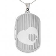 Sterling Silver  Dog Tag  Double Heart  Locket