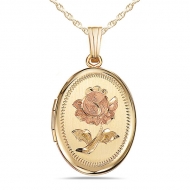 14K Gold Filled Rose Oval Locket