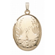 14K Gold Filled  4 Page Photo  Lovebird Oval Locket
