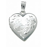 14K White Gold Small Heart Locket