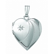 14K White Gold Small Heart Locket