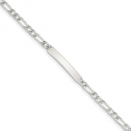 Sterling Silver Figaro Link ID Bracelet