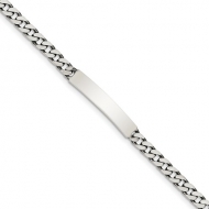 Sterling Silver Antiqued Curb Link ID Bracelet