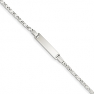 Sterling Silver Curb Link ID Bracelet