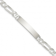 Sterling Silver Figaro Link ID Bracelet