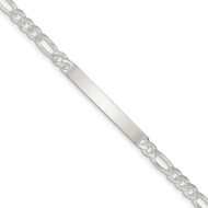 Sterling Silver Figaro Link ID Bracelet