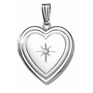 14k White Gold   Diamond Heart Locket