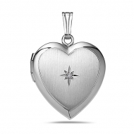 14k White Gold   Diamond Heart Locket