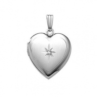 Sterling Silver Heart Locket w  Diamond
