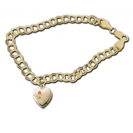 14K Yellow Gold Heart Shaped  I Love You  Locket Bracelet