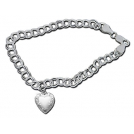 14K White Gold Heart Shaped  Locket Bracelet