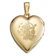 Solid 14K Yellow Gold  Sweetheart  Cupid Locket