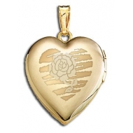 Solid 14K Yellow Gold  Sweetheart  with Rose Locket