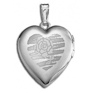 14k White Gold  Sweetheart  with Rose Locket