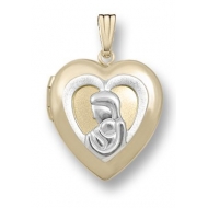 Solid 14K Yellow Gold  Mother   Child  Locket