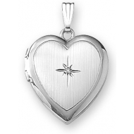 14k White Gold   Diamond Heart Locket
