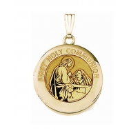 Solid 14k Yellow Gold Round  Holy Communion  Girl Locket