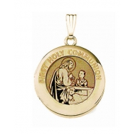 Solid 14k Yellow Gold Round  Holy Communion  Boy Locket