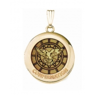 Solid 14k Yellow Gold Round  Confirmation  Holy Spirit Locket